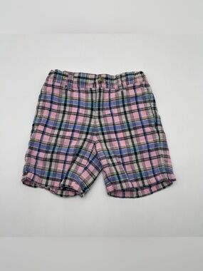 Janie and Jack Toddler Boys Plaid Linen Blend Adjustable Waist Shorts Sz 4